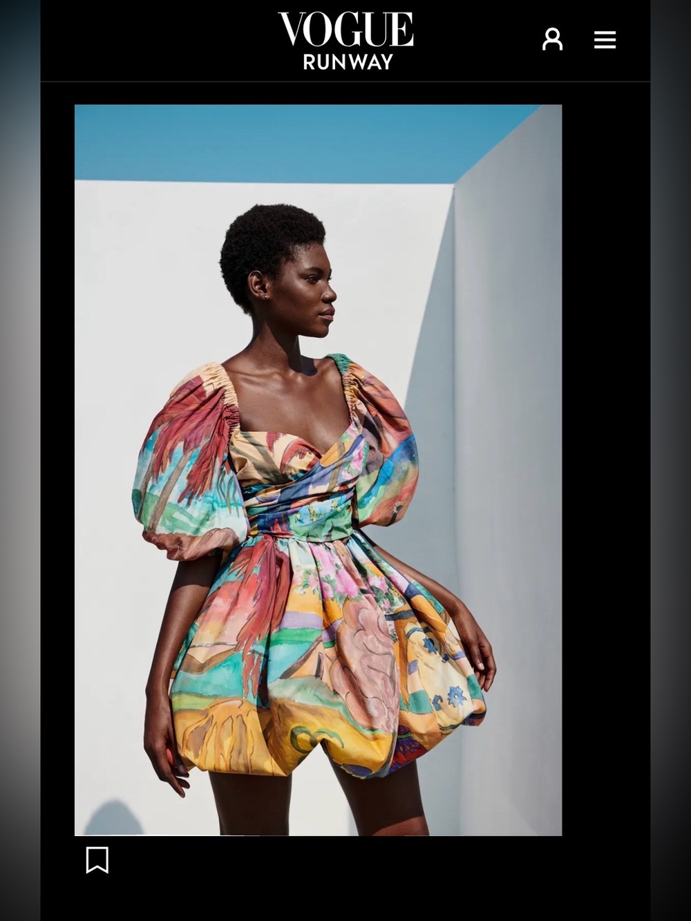Multicolor Puff-Sleeve Mini Dress - Artist Print